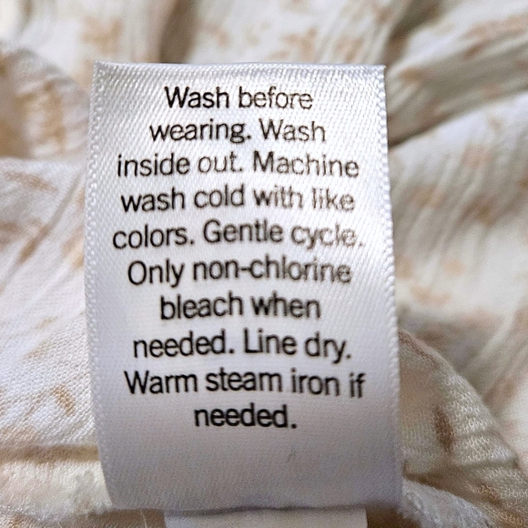 Boho Floral Smocked Mini Dress Beige Prairie Core Ruffle Hem XS Long Sleeve - Picture 7 of 11